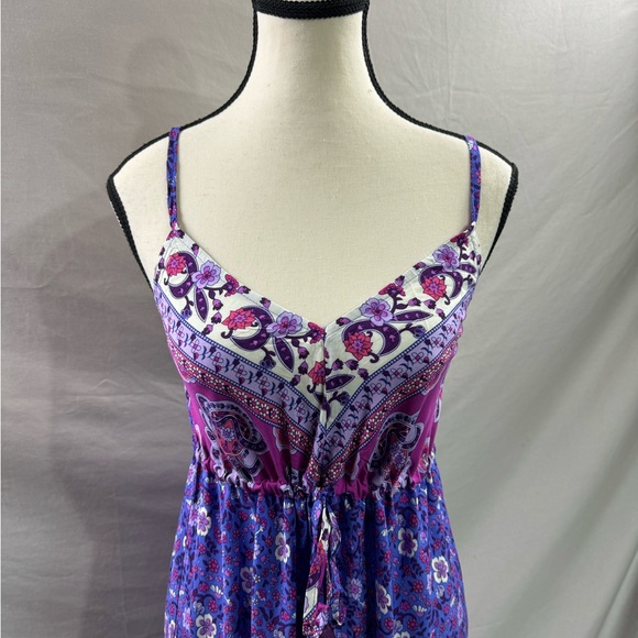 Boho Floral Print Belted Cami Dress Purple - Picture 5 of 7